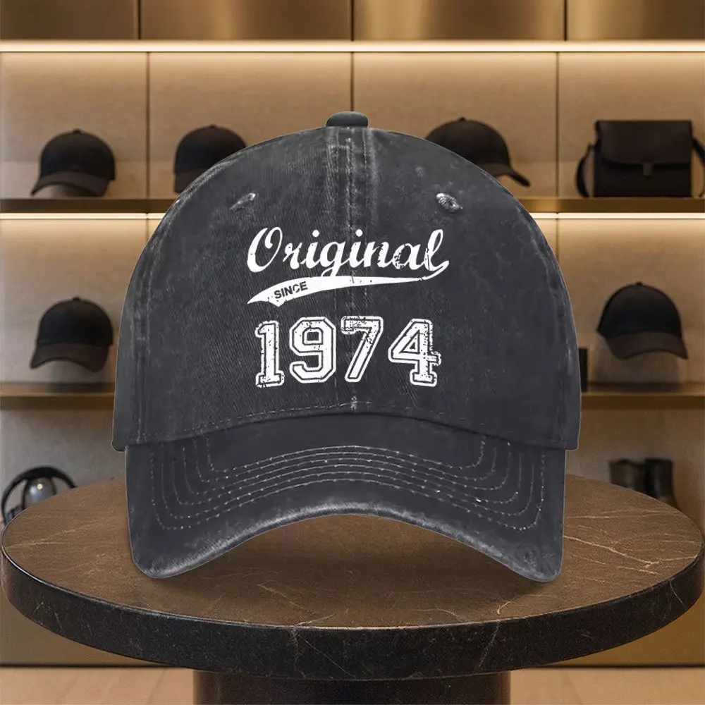 Men'S Stylish Distressed Baseball Cap - Retro 1974 Design - Available in Various Colors - Adjustable Fit - Perfect for Everyday