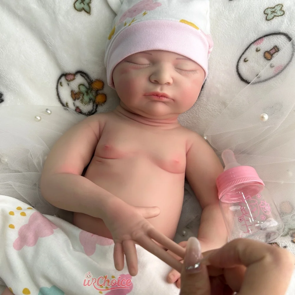 50cm adormecido bebê menina completo macio silicone renascido boneca detalhes realistas ponderado boneca renascimento para colecionadores presente de Natal