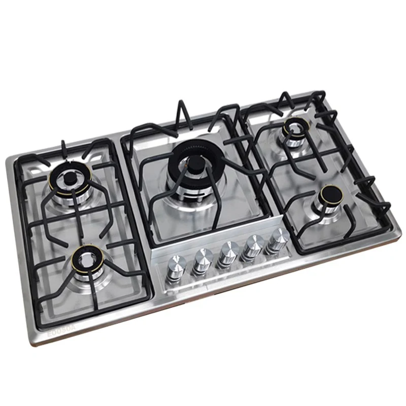 Five-hole Gas Cooktop Stainless Steel Built-in 5 Burners Gas Stovetop LPG/NG Convertible Gas Stove Top Dual Fuel Gas Hob