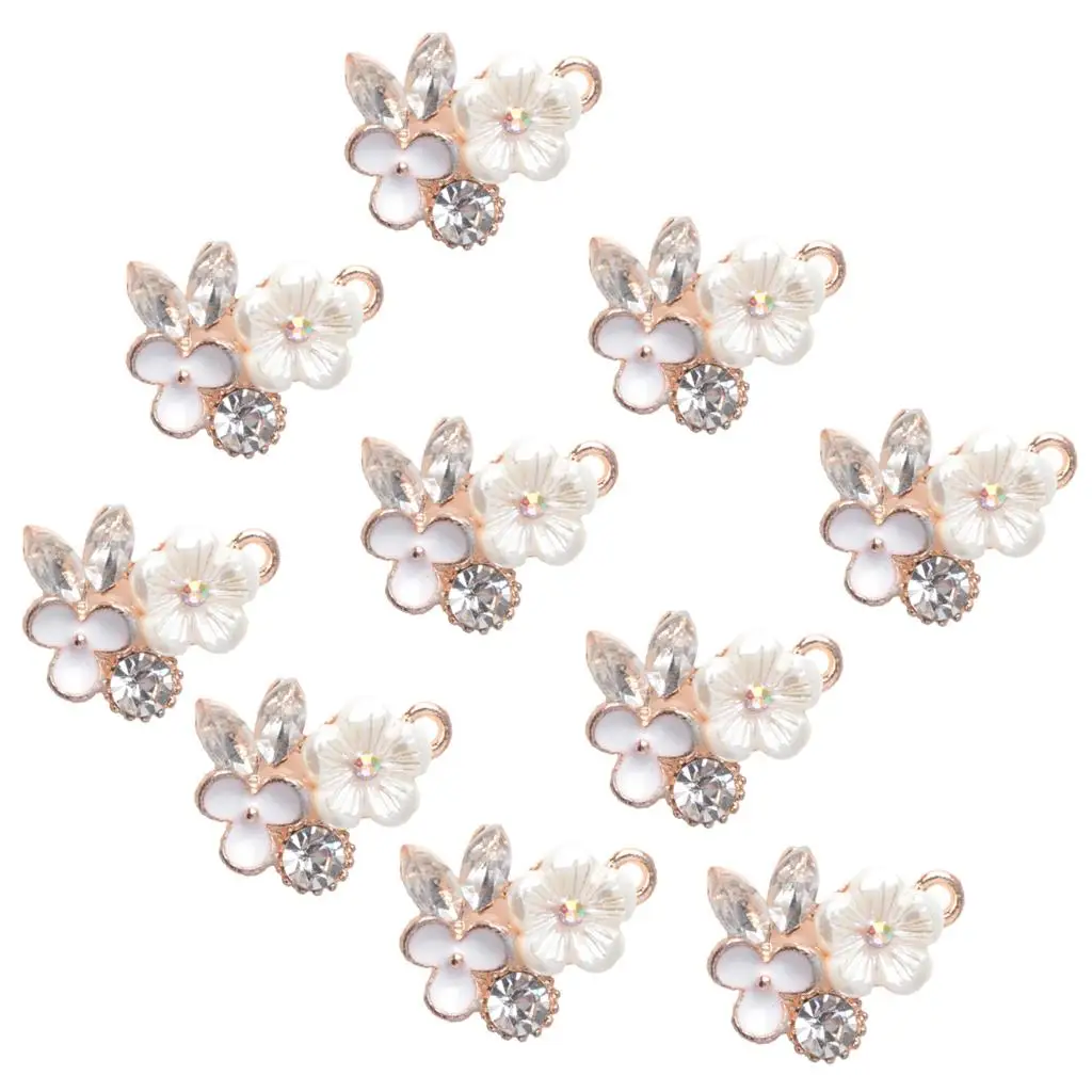 10 Pieces Faux Buttons Rhinestone Embellishments Crystal Flower