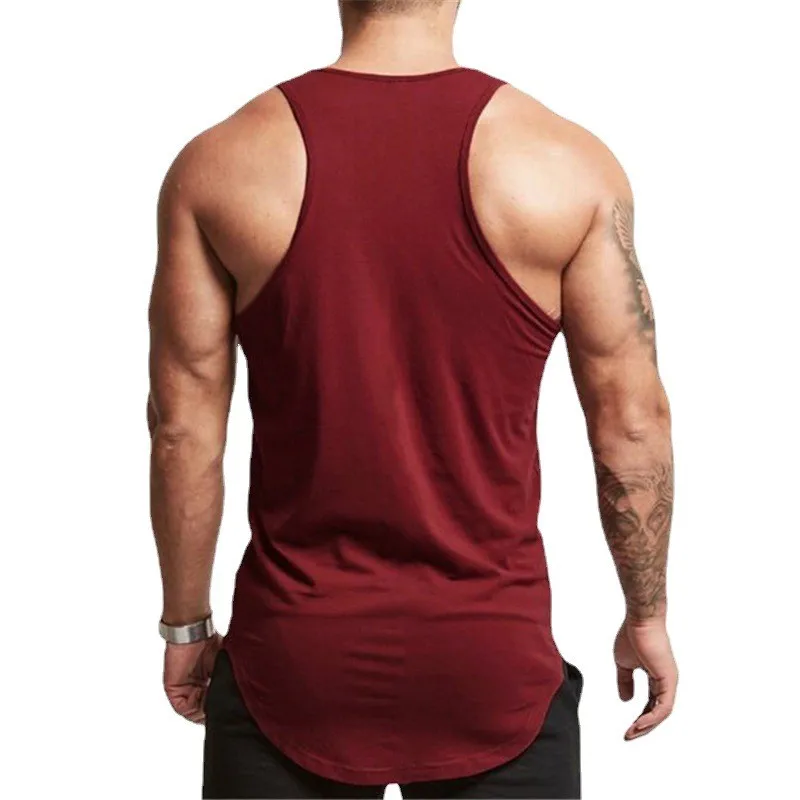 Summer Mens Cotton Running Vest Sleeveless Gym Shirts  Fitness Training Tank Top Sweat Absorbing Sports Athletic Muscle Clothing