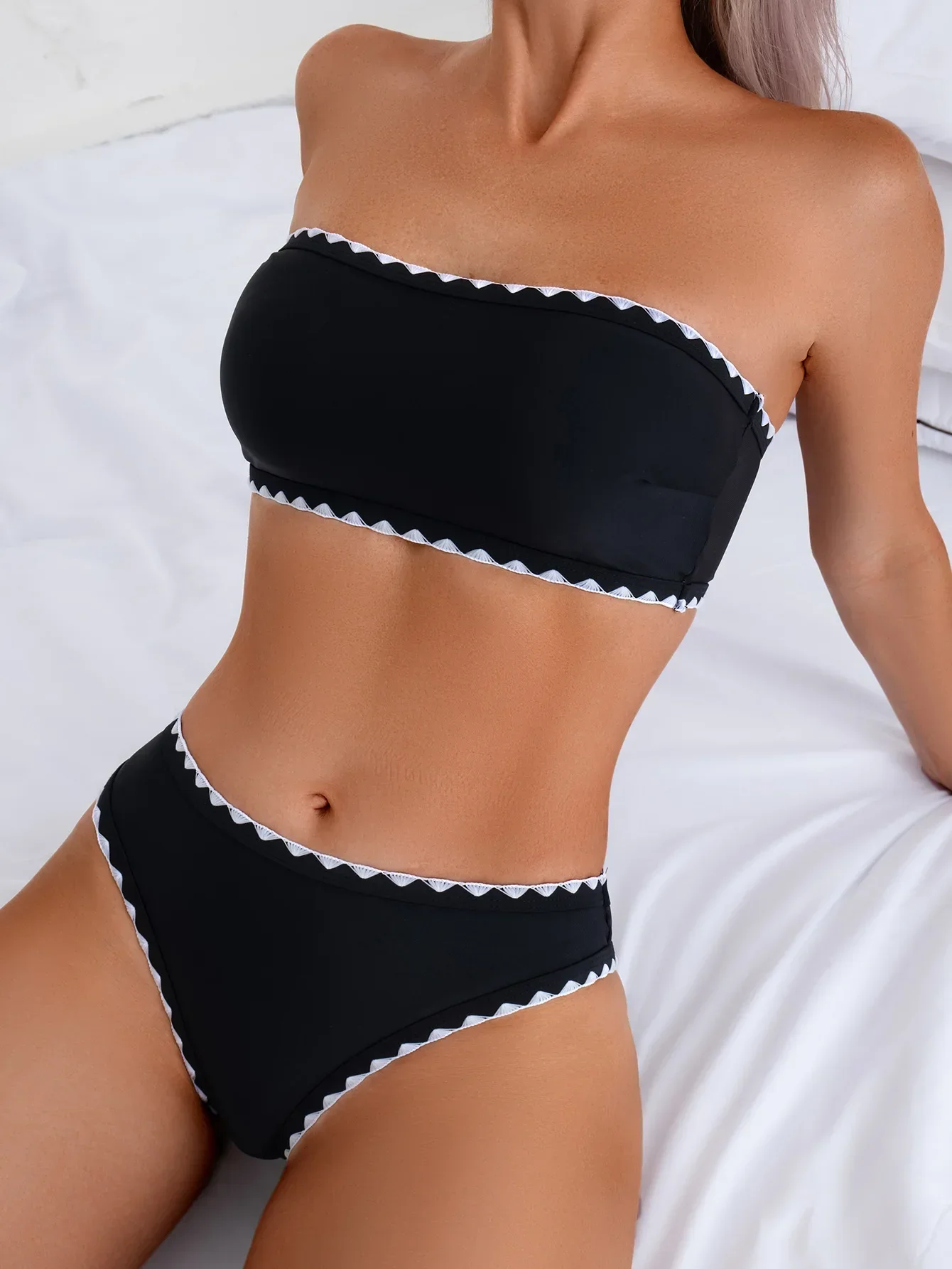 2025 novo conjunto de biquíni feminino sexy sem alças bandeau sem costas maiô 2 peça conjunto praia férias verão maiô