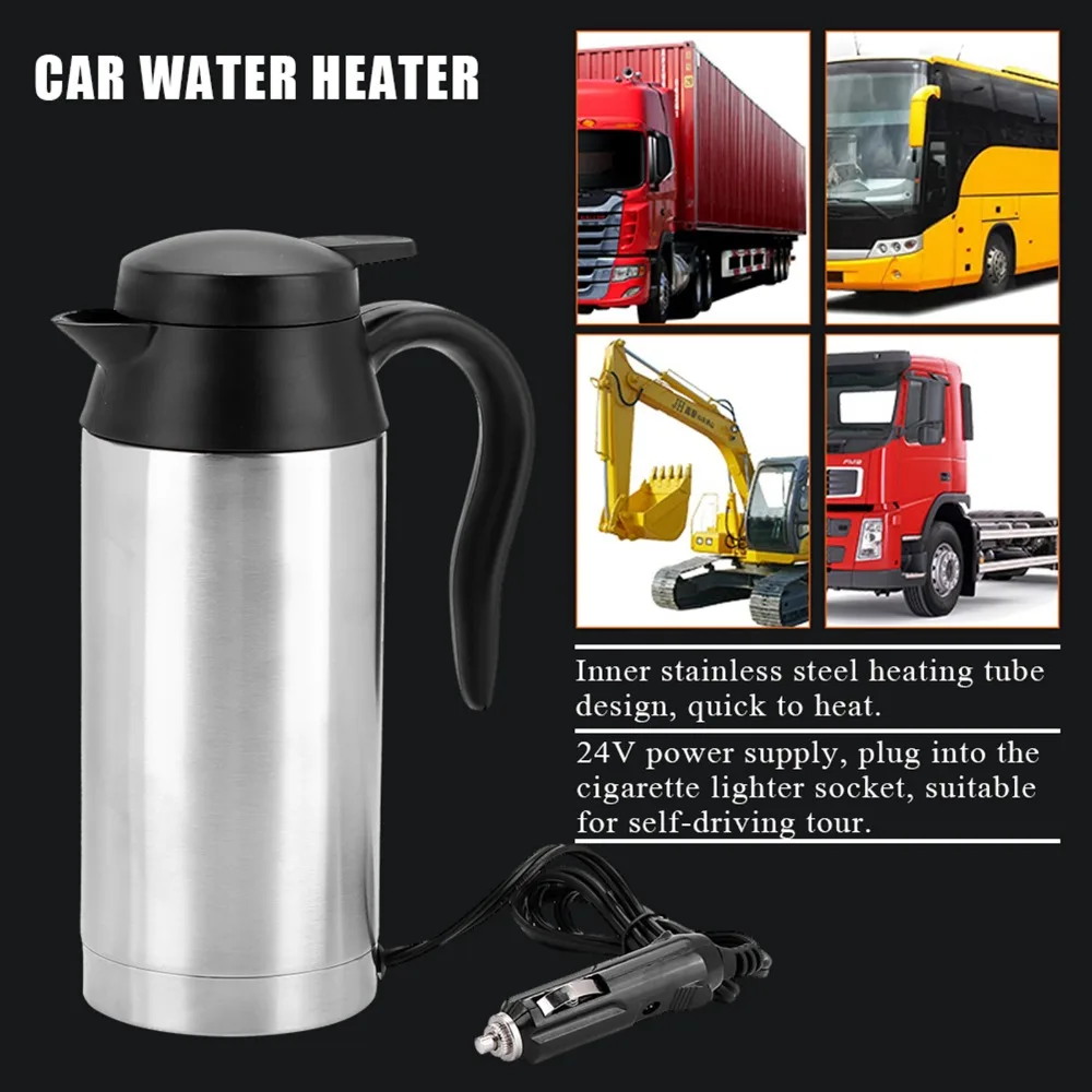 Rustless Steel Electric Kettle 24V Cylindrical Water Boiler Automatic Power Off Sealed Anti-leak Lid Thermal Kettle