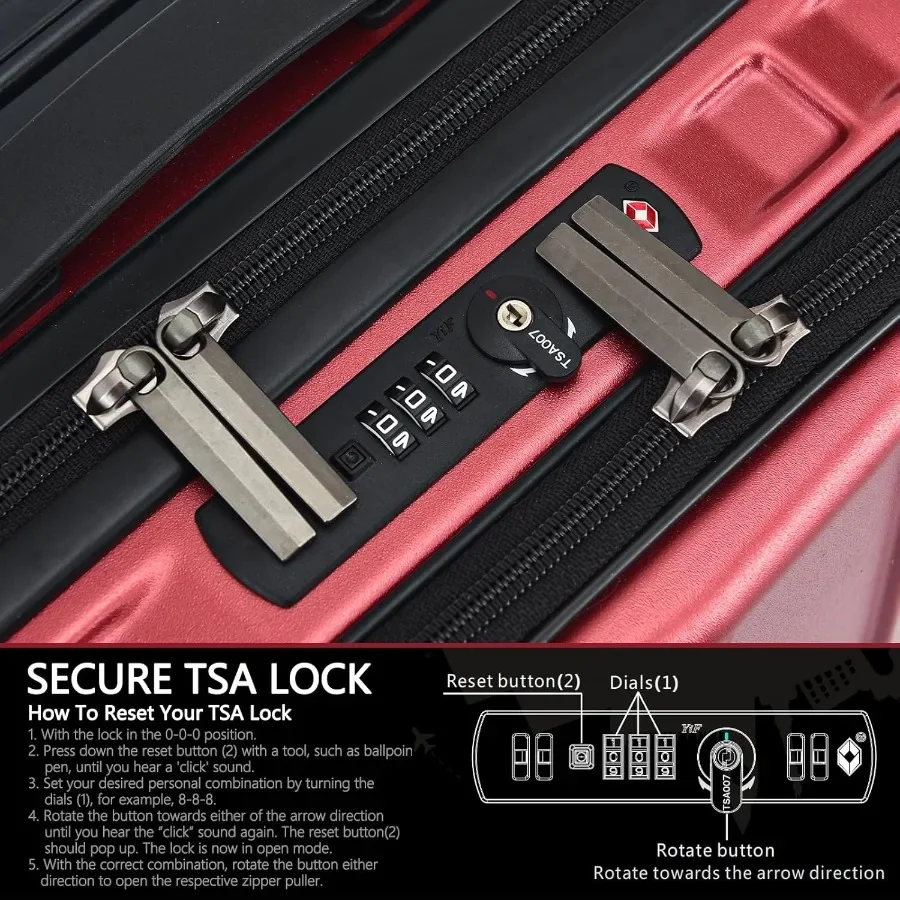 TydeCkare 16 Zoll Handgepäck mit 2 Laptopfächern, leichter Hartschalen-ABS+PC-Koffer mit Dual-Control-TSA-Schloss mit