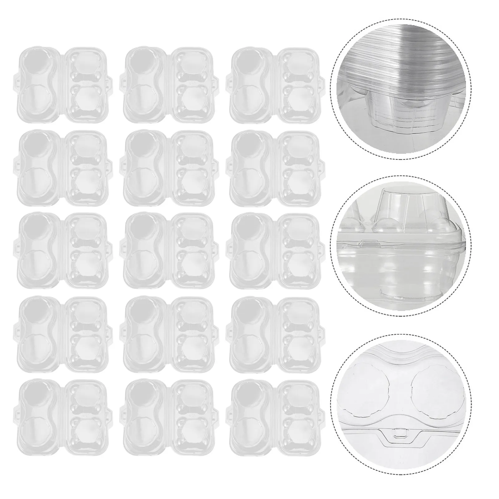 

50Pcs Food Grade Pet Stackable Cake Box Transparent Dessert Storage Box Two Cupcake Hole Design 55Mm Base Suitable for Bakery