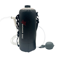 12L PVC Foot-pump Outdoor Shower Water Bag Portable Inflatable Shower Supplies for Camping Hiking Beach Traveling Bathing