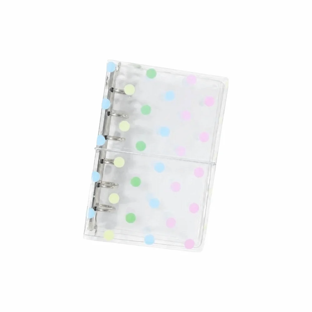 PVC Binder Cover M5/A6/A7 Colorful Polka Dot Print Notebook Cover Strap-on Transparent DIY Planner Protective Case Students