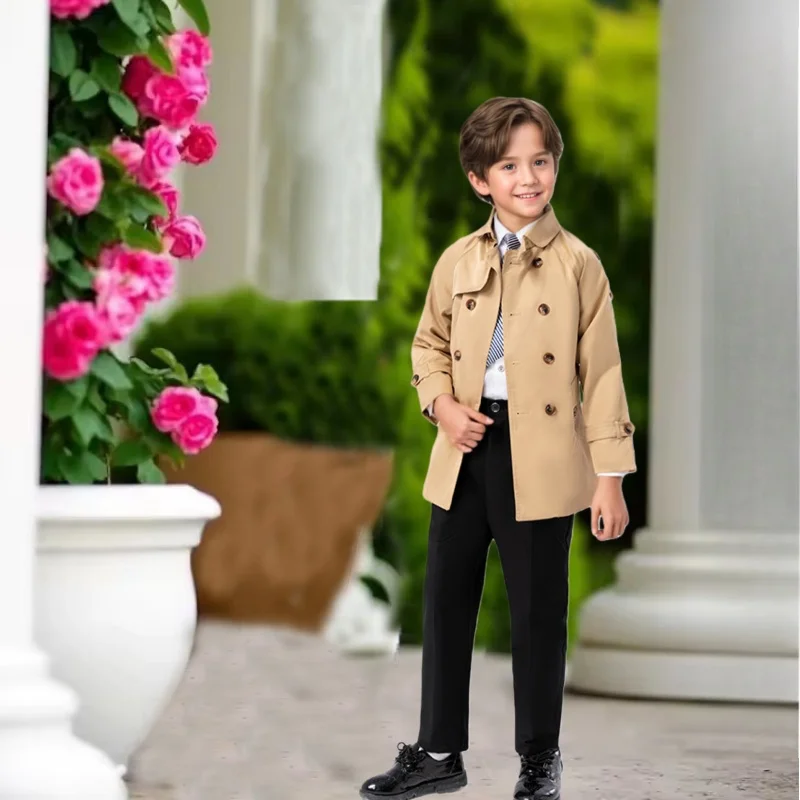 

Детское зимнее теплое шерстяное пальто в британском стиле от 2 до 11 лет, шерстяное пальто для детей-подростков, ветрозащитная уличная куртка для мальчиков и девочек