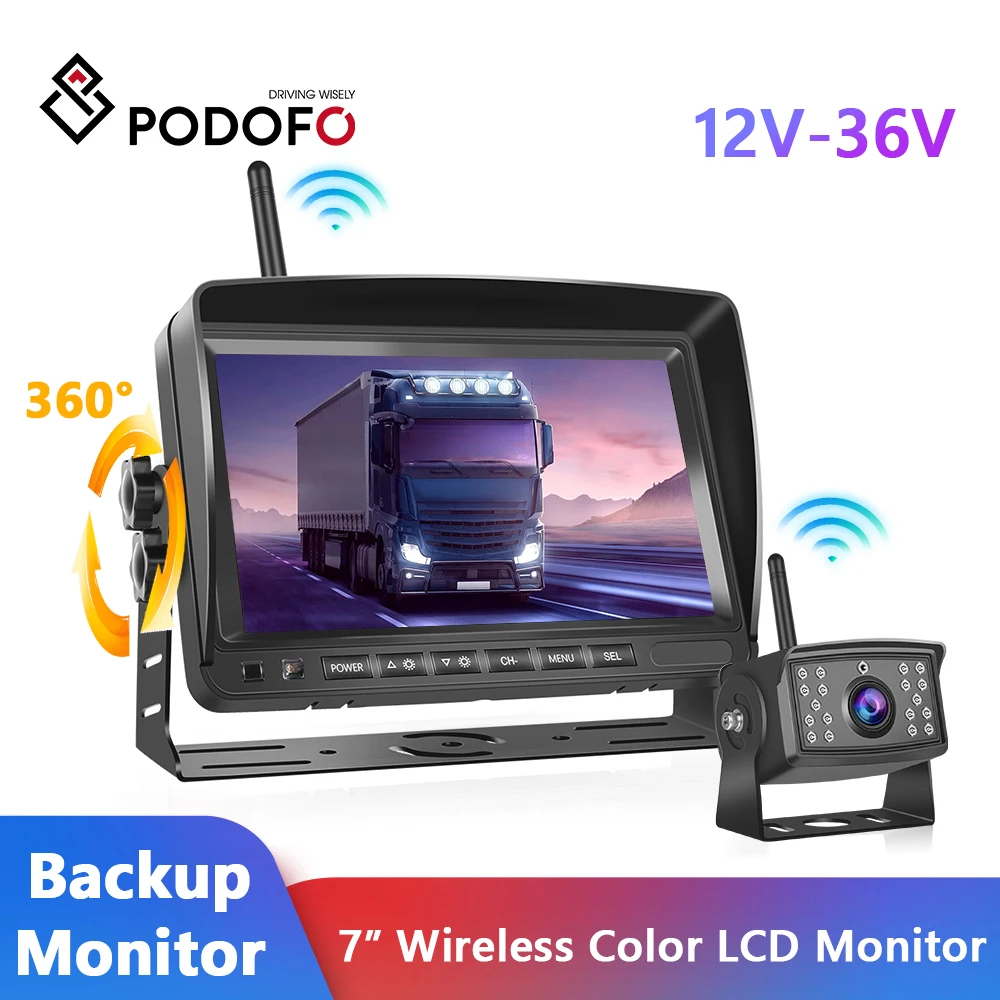 

Podofo 7 Inch Reverse Recorder IPS HD Display Car Monitor Rear View AHD 1080P Backup Camera Support Night Vision Loop Recording