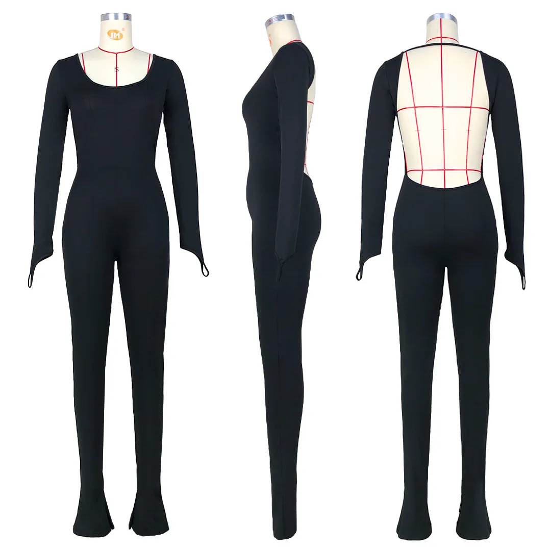 Long Sleeve One Piece Jumpsuits Solid Elegant Luxury Party Outfit Bodycon Fall Winter Clothes 2022 Women Club Jumpsuit Bodysuit