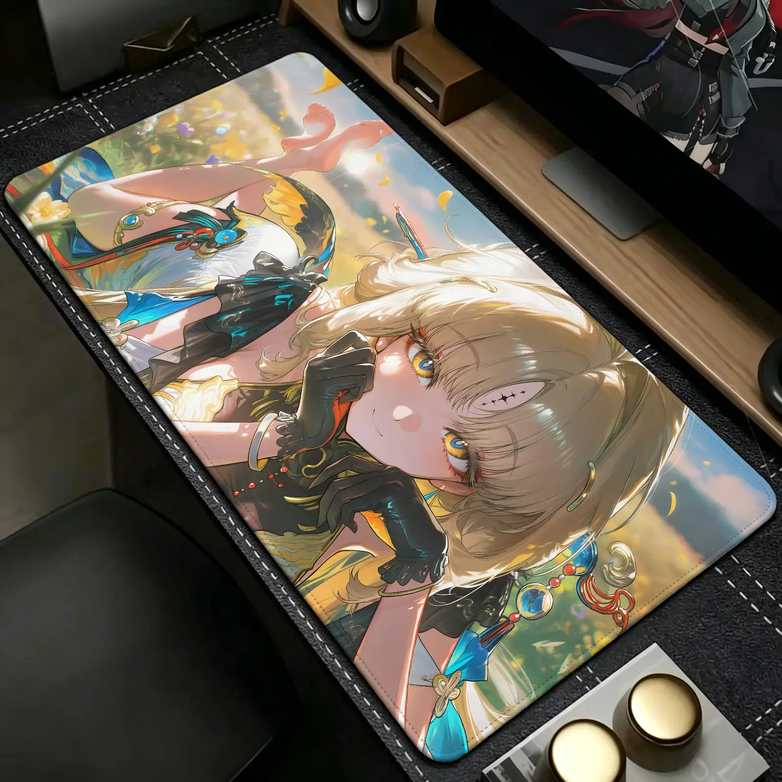 Esports gaming mouse pad, Wuthering Waves Suisui stitched edge computer desk mat,anime style desktop mouse mat