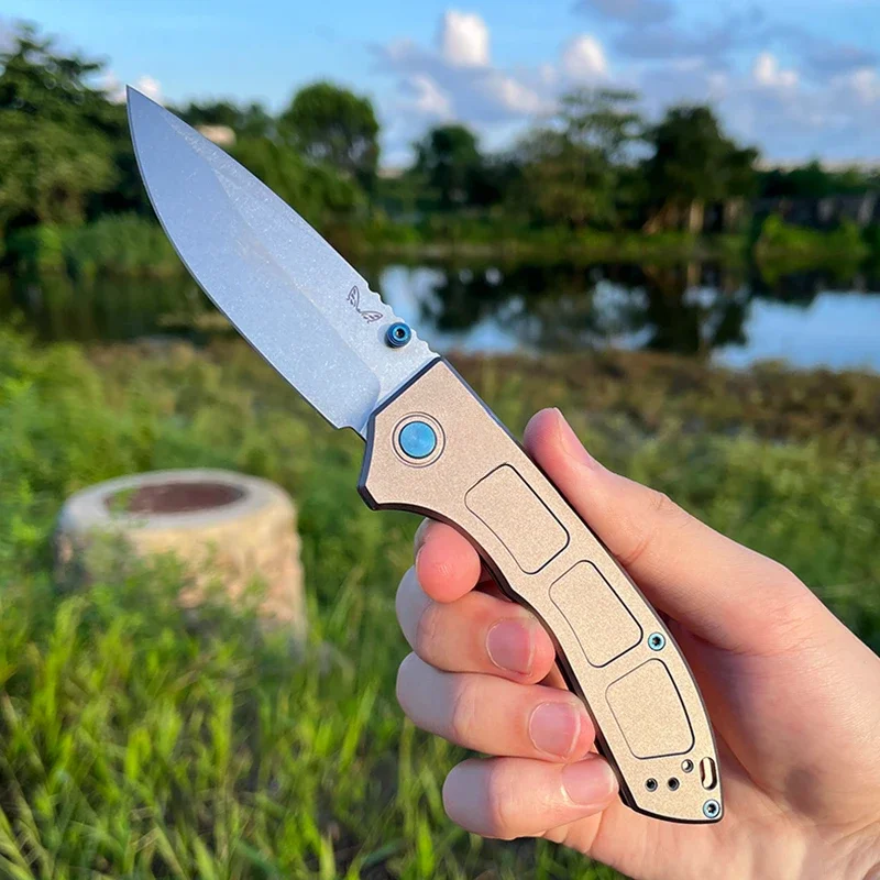 BM 748 EDC Pocket Folding Knife D2 Blade Aluminium Alloy Handle Outdoor High Hardness High Quality Camping Durable Hiking Knife