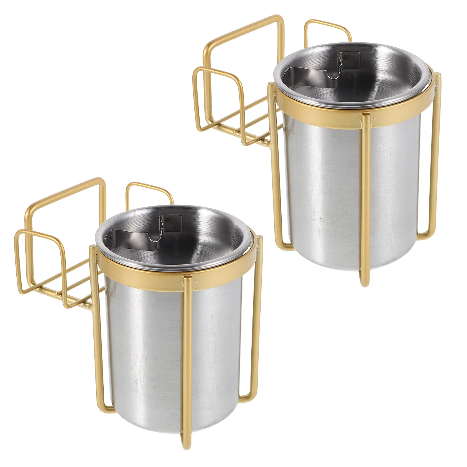 

2 Pcs Stainless Container Steel Tray Wall Cigarette Bin Holder Smoking Receptacle Mount