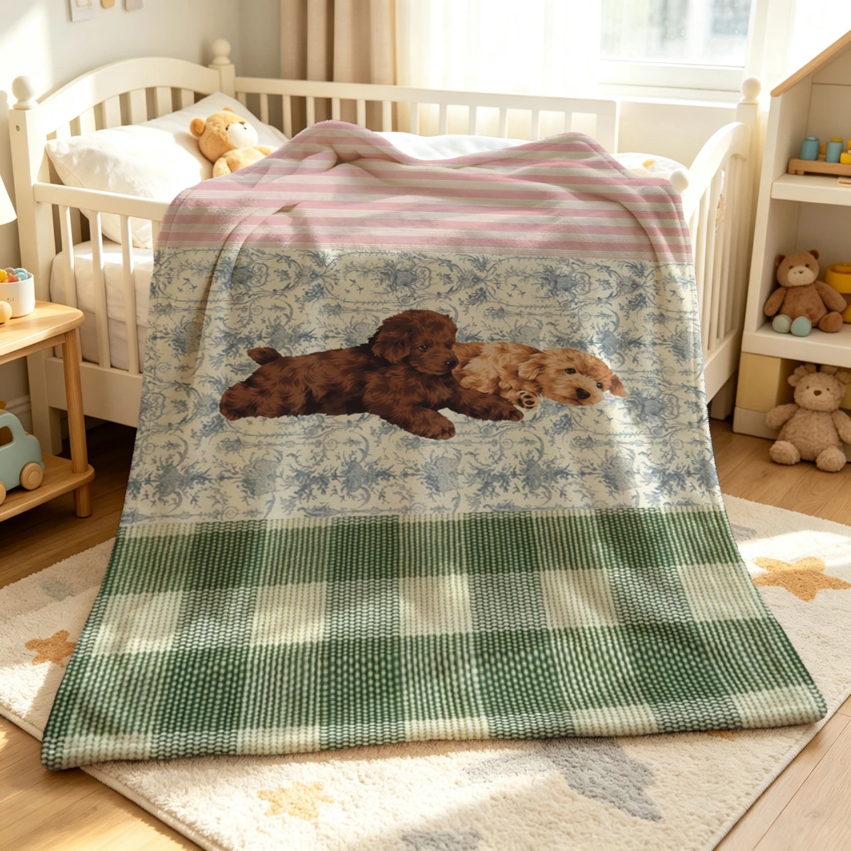 Tender Pups Flannel Blanket Warm Soft Halloween Christmas Couch Warm Cozy Decorative Decor Gift for All Season