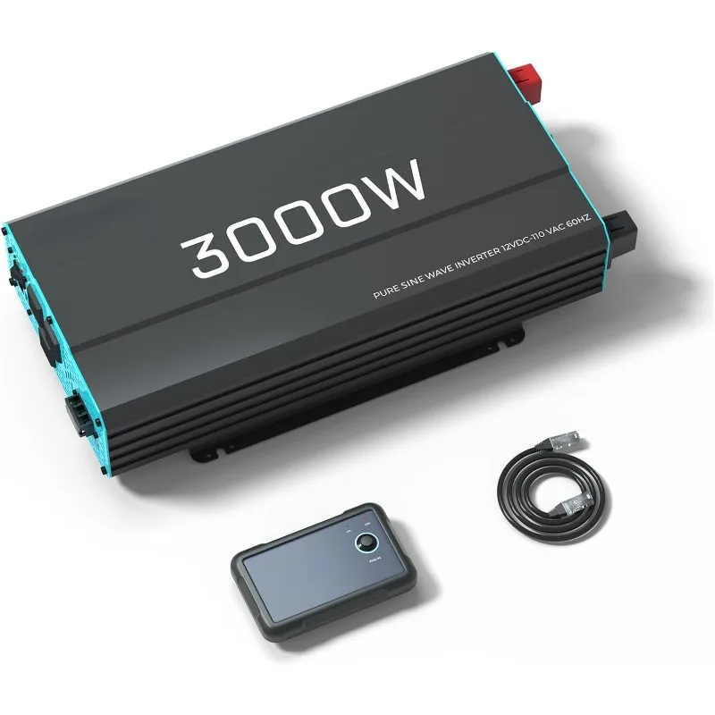 3000W Pure Sine Wave Inverter 12V DC to 120V AC Converter ,Off-Grid Solar Power Inverter with Built-in 5V/2.1A USB