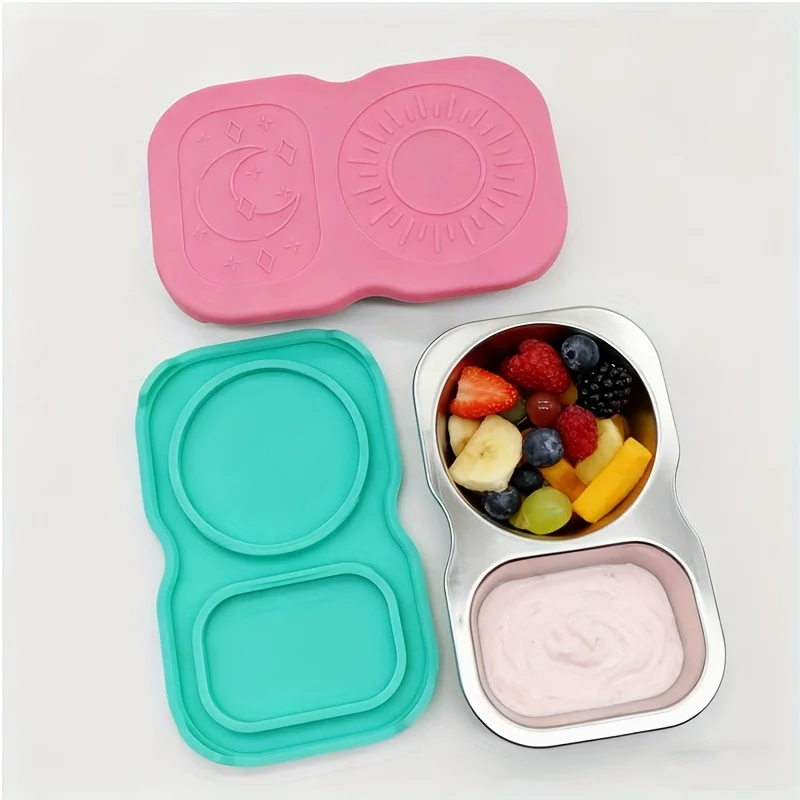 1pc Dipping Sauce Dish Stainless Steel Divided Dip Bowls Sauce Plate Picnic Seasoning Dipping Condiment Tray Snack Container view 5