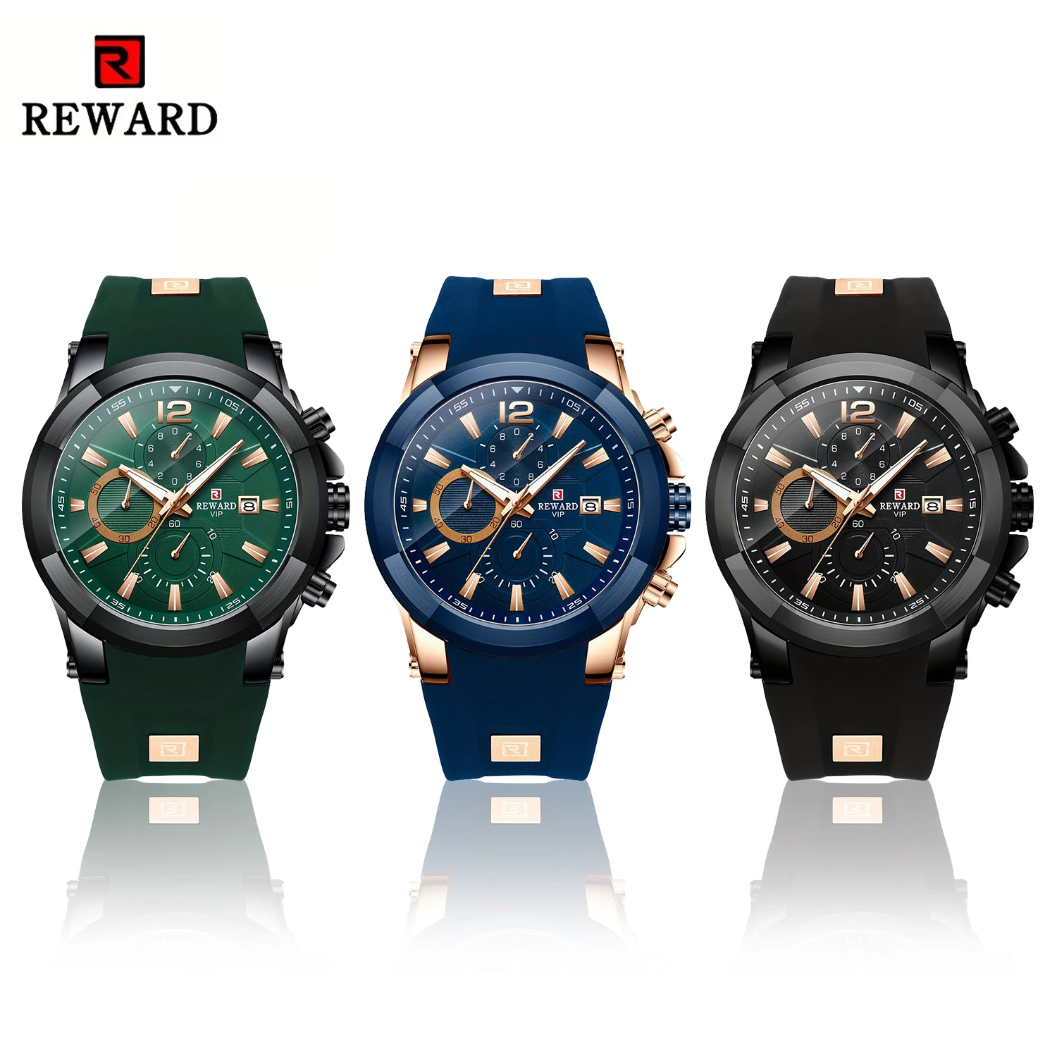 2023 New REWARD Mens Watches Blue Waterproof Top Brand Luxury Chronograph Sport Watch Quartz Men Wristwatch Relogio Masculino