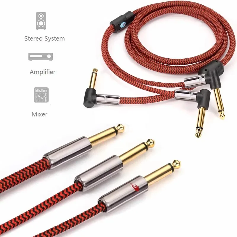 

Dual 1/4'' TS Mono to 1/4 Inch Male 6.35mm Audio Cable for Guitar Synthesizer Keyboard Amplifier Mixer OFC Shielded Cords