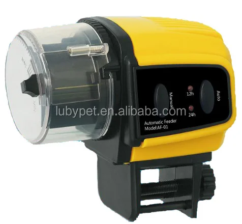 Yellow design durable automatic fish feeder for aquarium