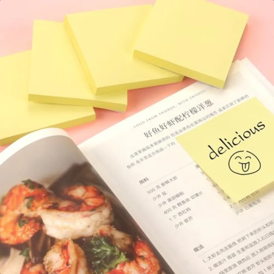 Sticky Notes 3x3 SelfStick Notes Pads with Bright Colors Easy to Post for Office School Home 4 Pads Pack 90 Sheets Pad Yellow