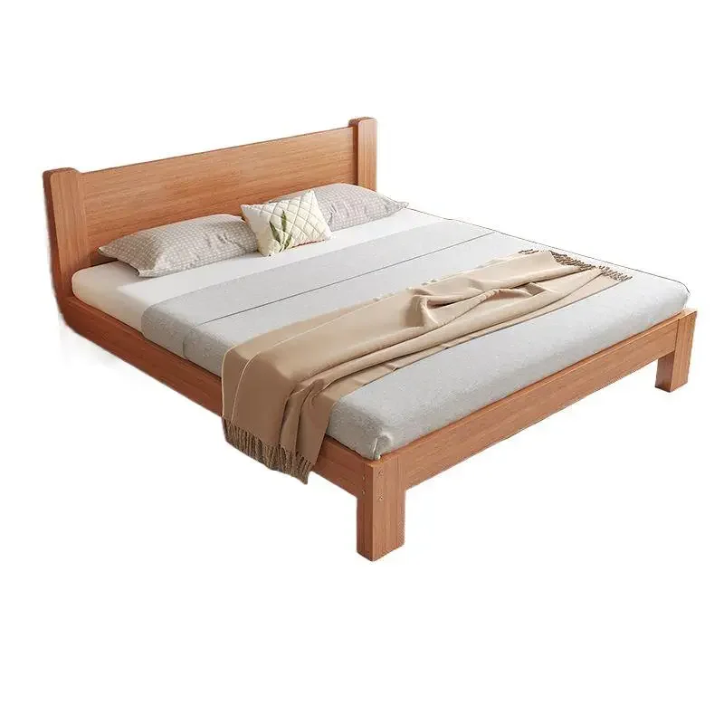 All beech solid wood simple double single household no bedside tatami simple children's bed