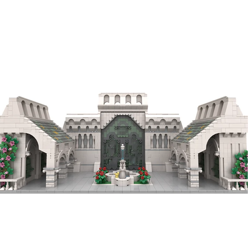 Magische ringen Moc Bouwstenen Gondor Palace Binnenplaats Modelbouwtechnologie Modulair blok DIY Kerstspeelgoed Vakantiecadeaus