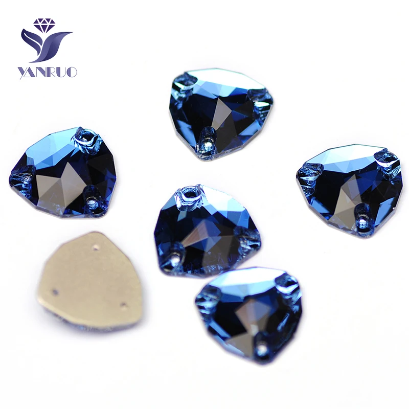 YANRUO 3272 All Sizes Sapphire Trilliant Sewing Crystals Stone Flat Back Strass Glass Rhinestones For Clothes Accessories