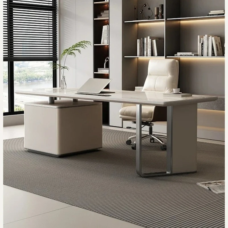 

Light Luxury Stone Plate Desk Modern Minimalist Study Home Office Computer Desk Consultation Table
