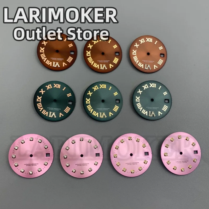 

LARIMOKER 24.5MM Women's Pink Dial Date Window Non-Luminous Roman Number Compatible with NH15 Movement Watch Replacement Parts