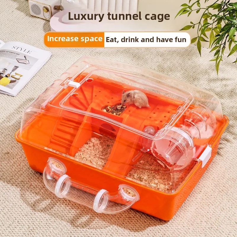 

Transparent Enclosed Hamster Cage Luxury Villa House Oversized With Pet Supplies