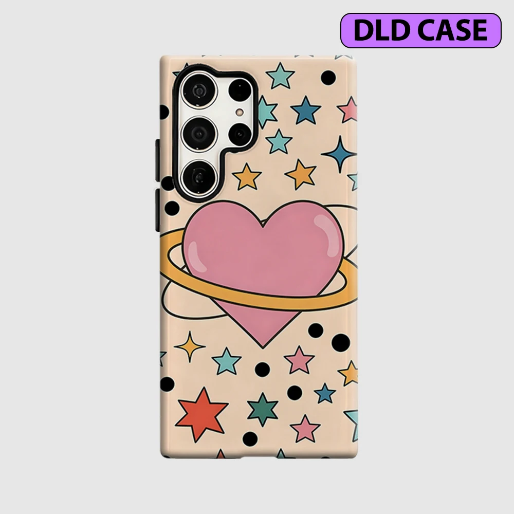 Planet Heart Phone Case for Samsung Galaxy S26 S25 Ultra S24 S23 Ultra Plus Shockproof Double Layer Tough Back Cover