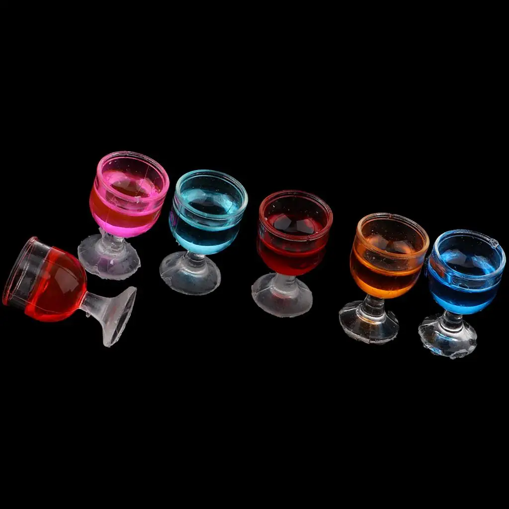 1/12 Scale Dollhouse 6 Pieces Multi-Color Round Set Drink Model