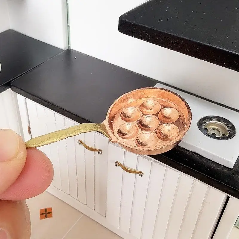 Maison de poupée, Mini poêle à gaufres aux œufs, Simulation de maison, ustensiles de cuisine, décoration, accessoires de maison de poupées, jouet de jeu, 1/12