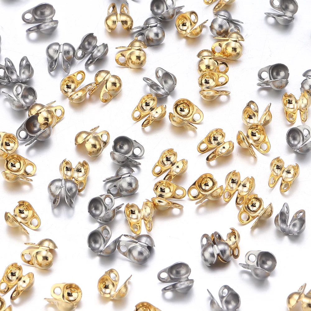 50pcs/Lot 1.2/1.5/2/2.4/3.2mm Stainless Steel Ball Chain Connector End Beads Crimp Beads Ending Clasp for Jewelry Making