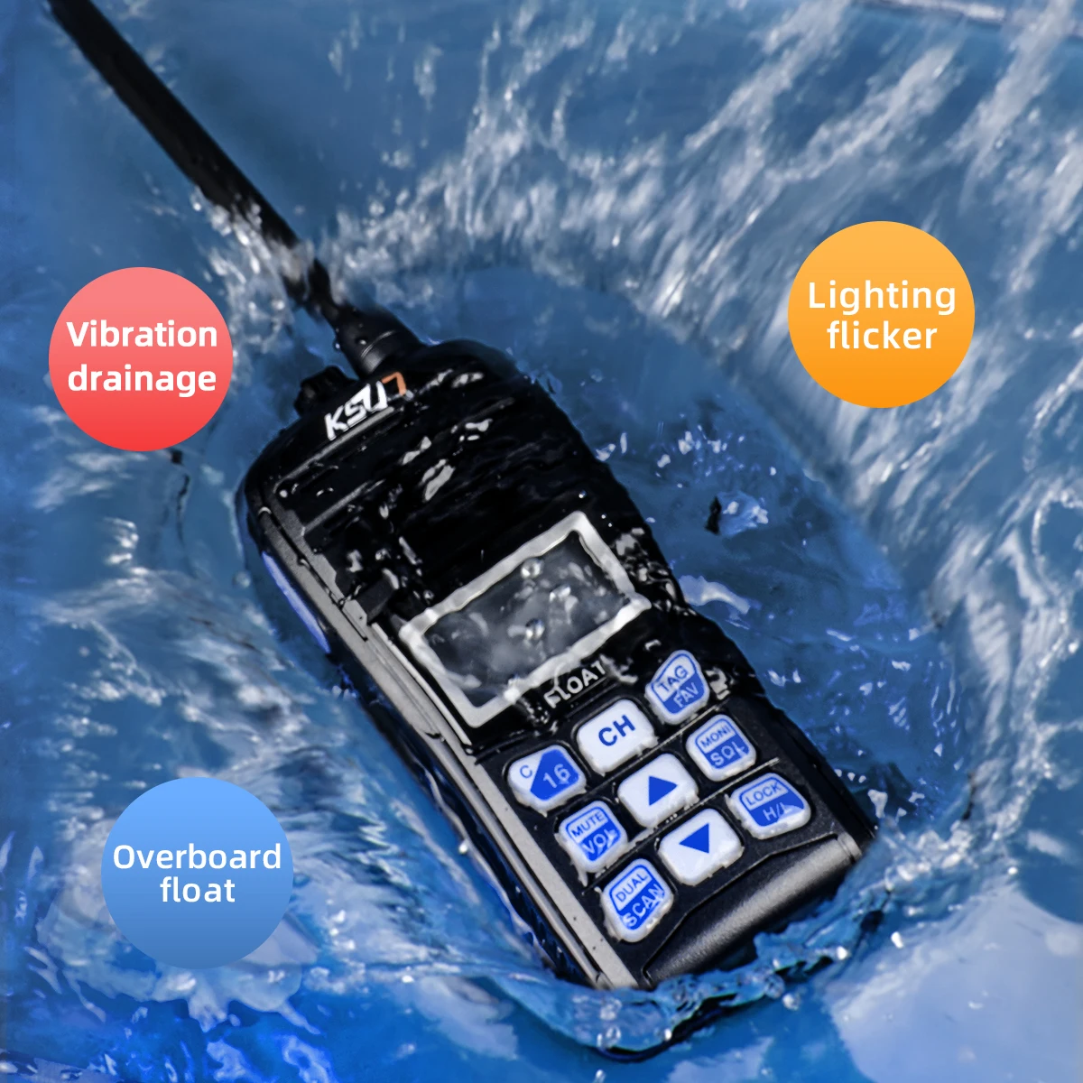 KSUT P35EX IP68 NOAA Waterproof Floating VHF Marine Radio Explosion-proof Walkie Talkie For Coal Mines Ocean Shipping