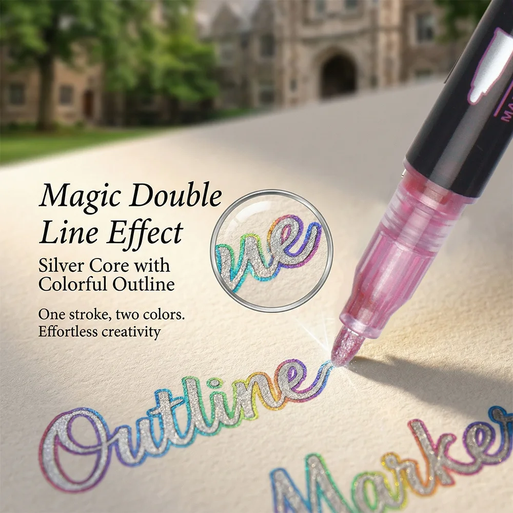 24/36/48 Color Outline Markers Set Waterproof Writing Journaling Graffiti DIY Craft Scrapbooks Posters Dual Line Pen DIY Tool