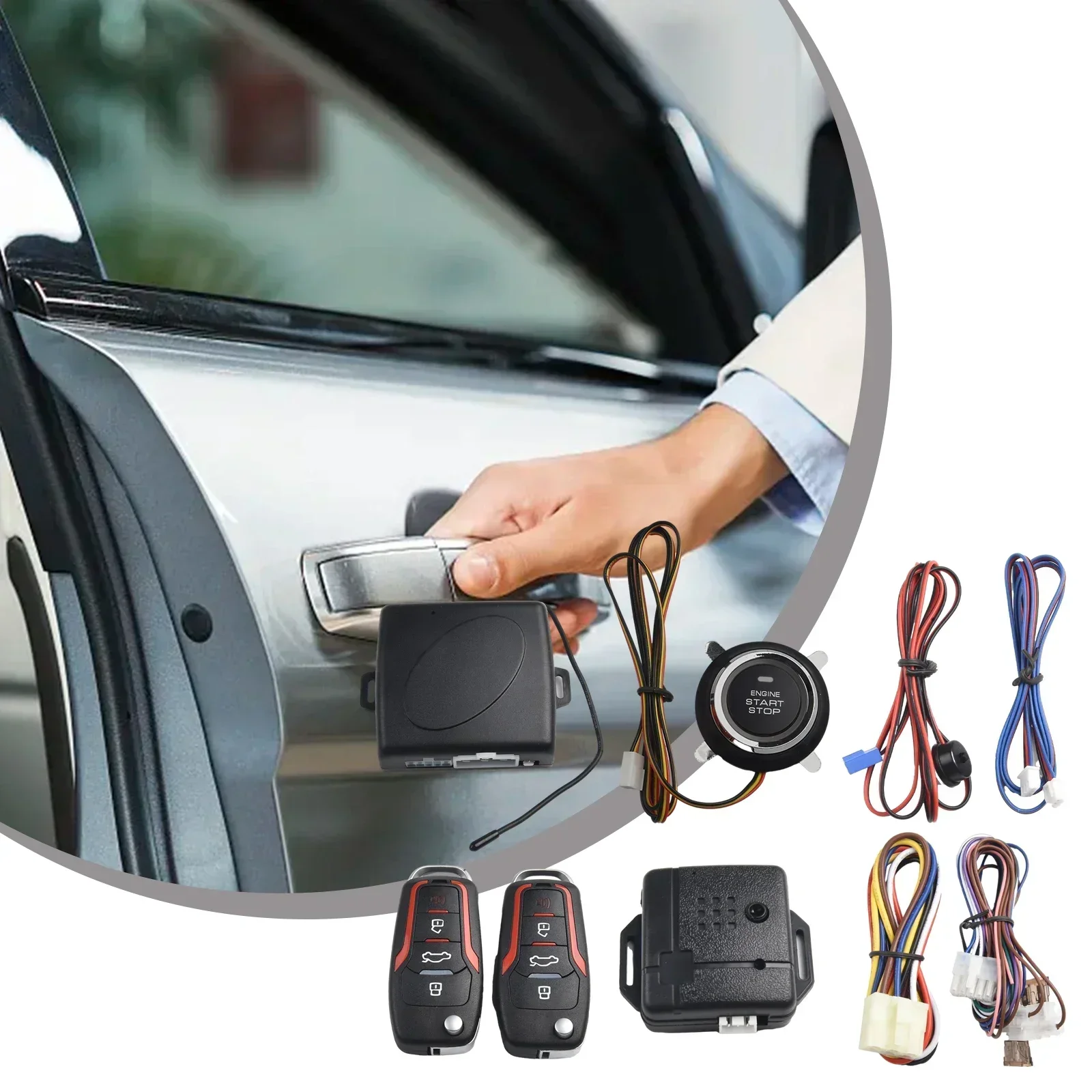 Car Alarm Remote Control PKE Car Keyless Entry Engine Alarm System Push Button Remoteer Kit Universal