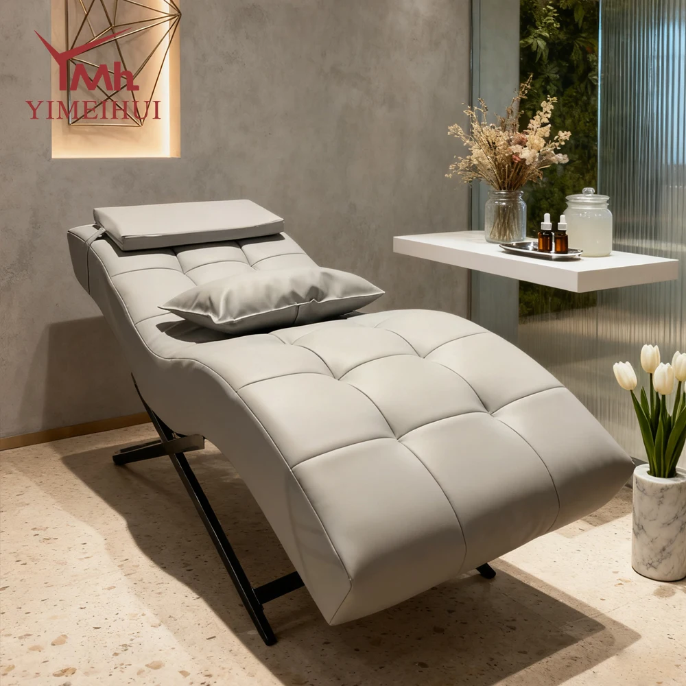 Lit de Massage en métal à Base dorée, lit de Spa pour le visage, cils blancs, Tables de traitement cosmétique, lits pour tatouage