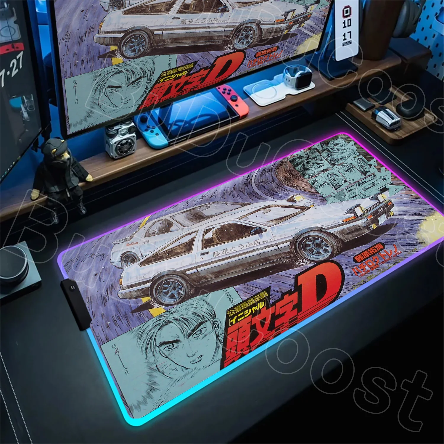 E-Sports Game Initial D AE86 Mousepad RGB HD Printing Computer Gamer Locking Edge Non-slip Mouse Pad PC XXL Keyboard PC Desk Pad