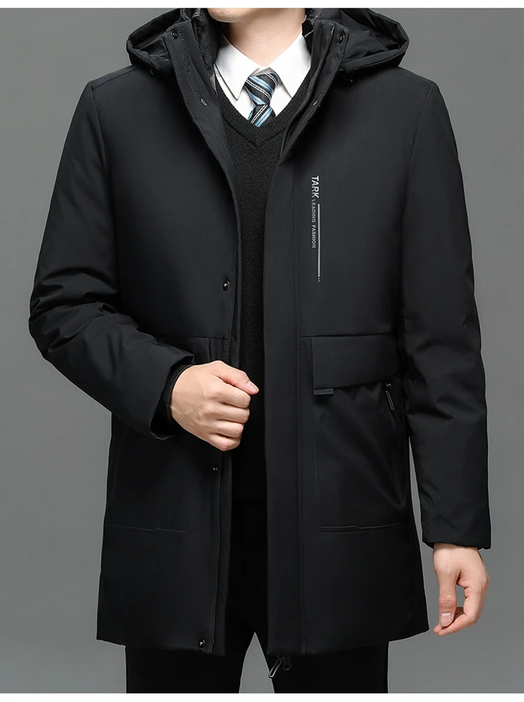 2PC Waterproof Windproof NEW -40 Degrees Top Quality White Duck Down Jacket Business Men Thick Winter Big Hood Collar Warm Parka
