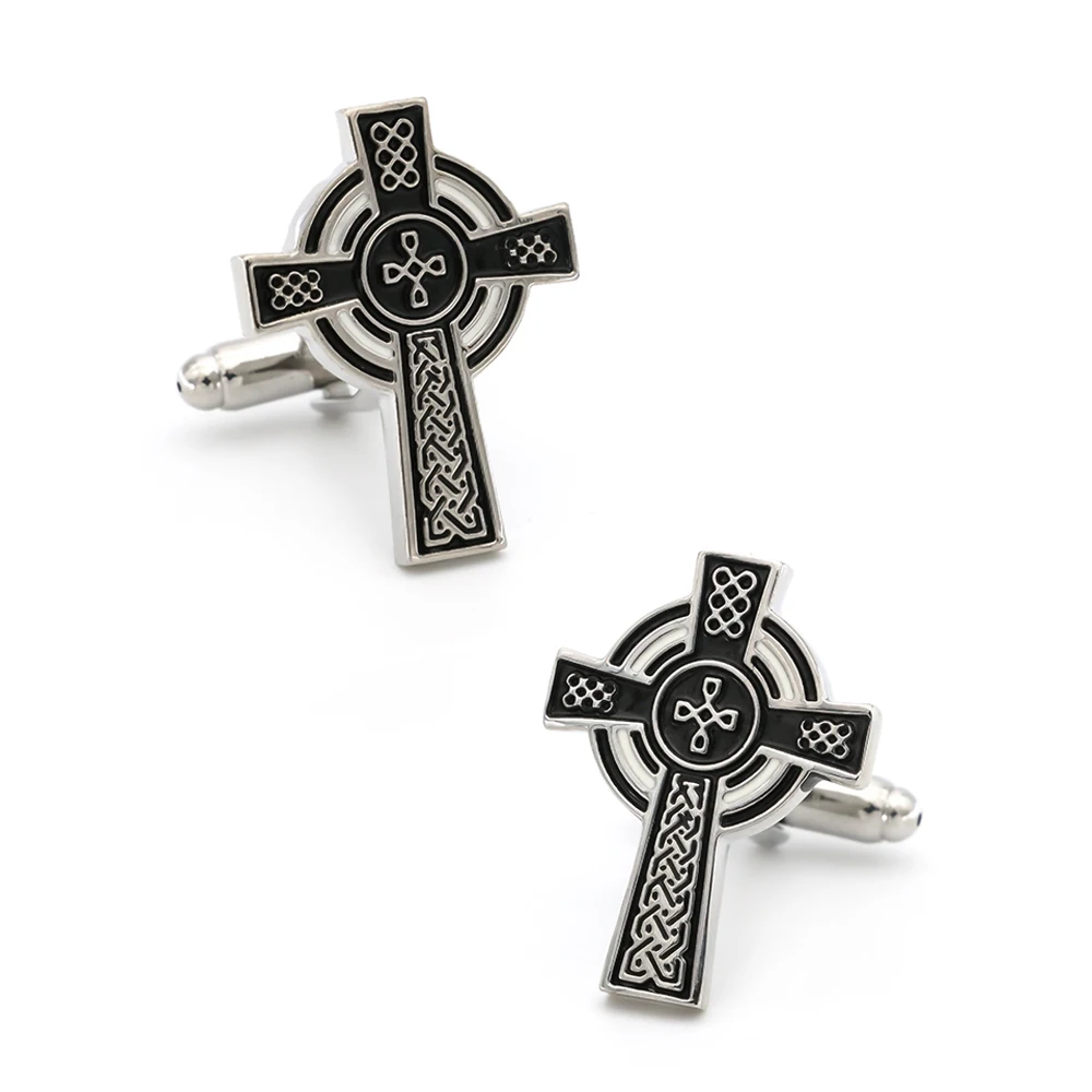 Faith Design Cross Cufflinks For Men Quality Copper Material Red Color Cuff Links Wholesale&retail