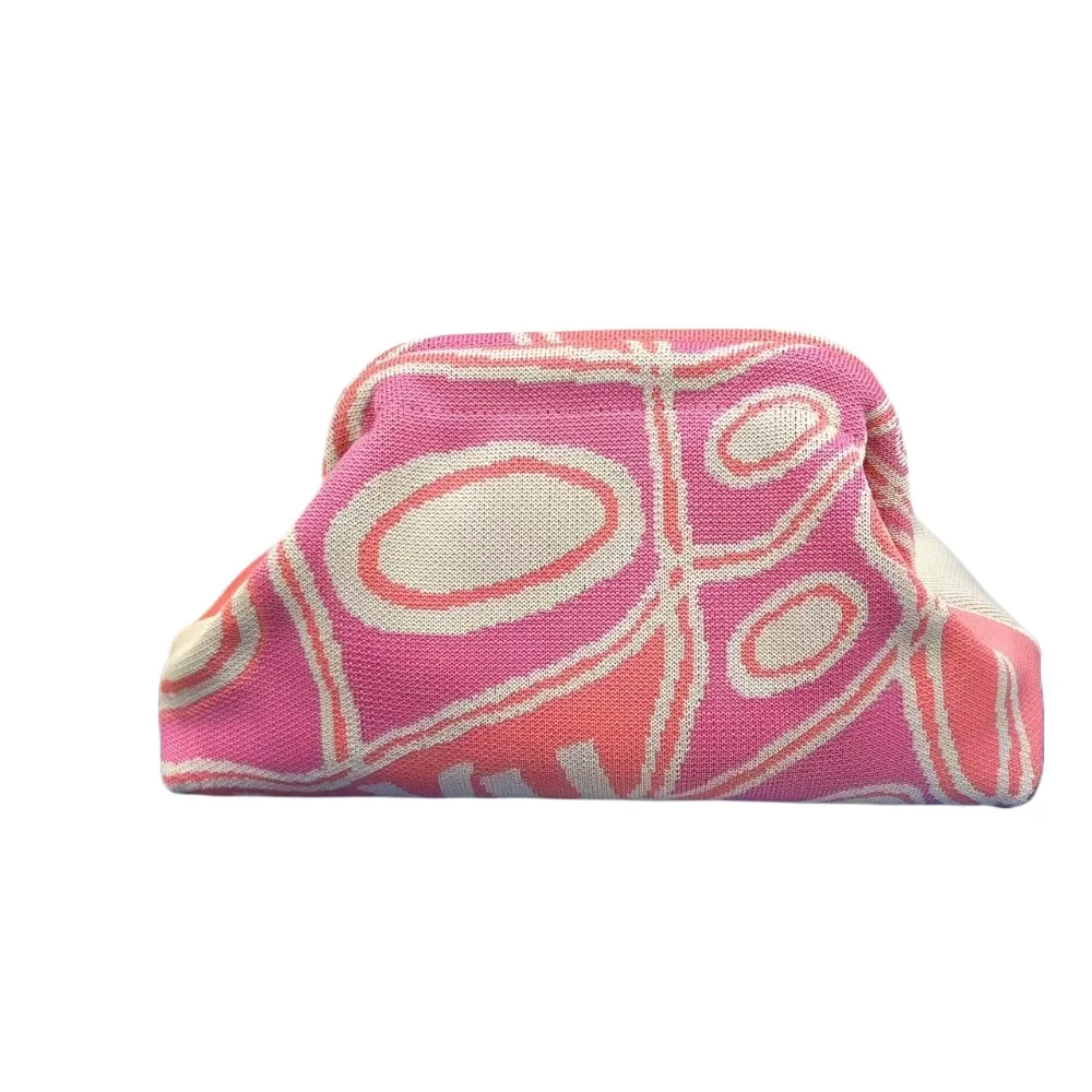 Trendige gestrickte Clip-Tasche, vielseitig, großes Fassungsvermögen, geeignet für Aufbewahrungstaschen, neue High-End-Muster-Clutch-Tasche – Detail 9