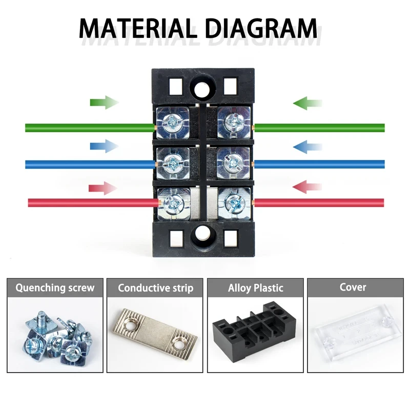 1Pcs Dual Row Barrier Screw Terminal Block Strip Wire Connector 600V 15A 3/4/6/8/10/12 Positions Optional