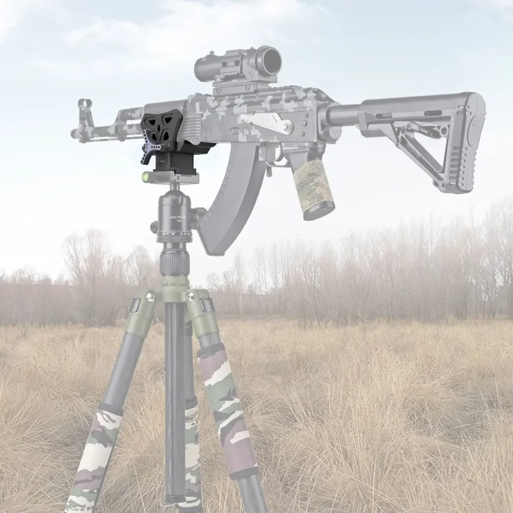 

New Hunting Rifle Saddle Mount Clamp Adapter Rest Saddle Tripod Stick Head Clamp With 3/8" Arca Type Thread