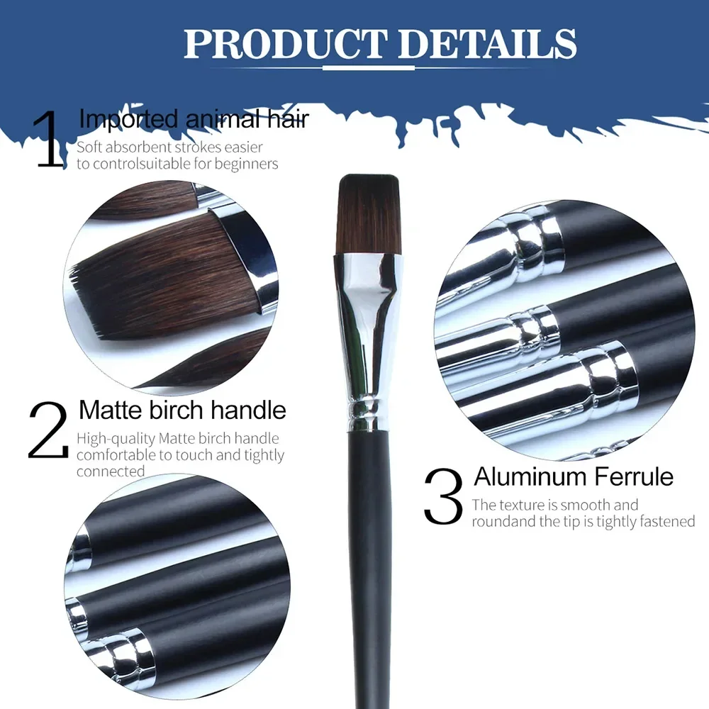 8 Pcs Set Painting Brush Watercolor Animal Hair Brush Acrylic Art Brushes Set with Tube for Artist Drawing Gouache Art Supplies