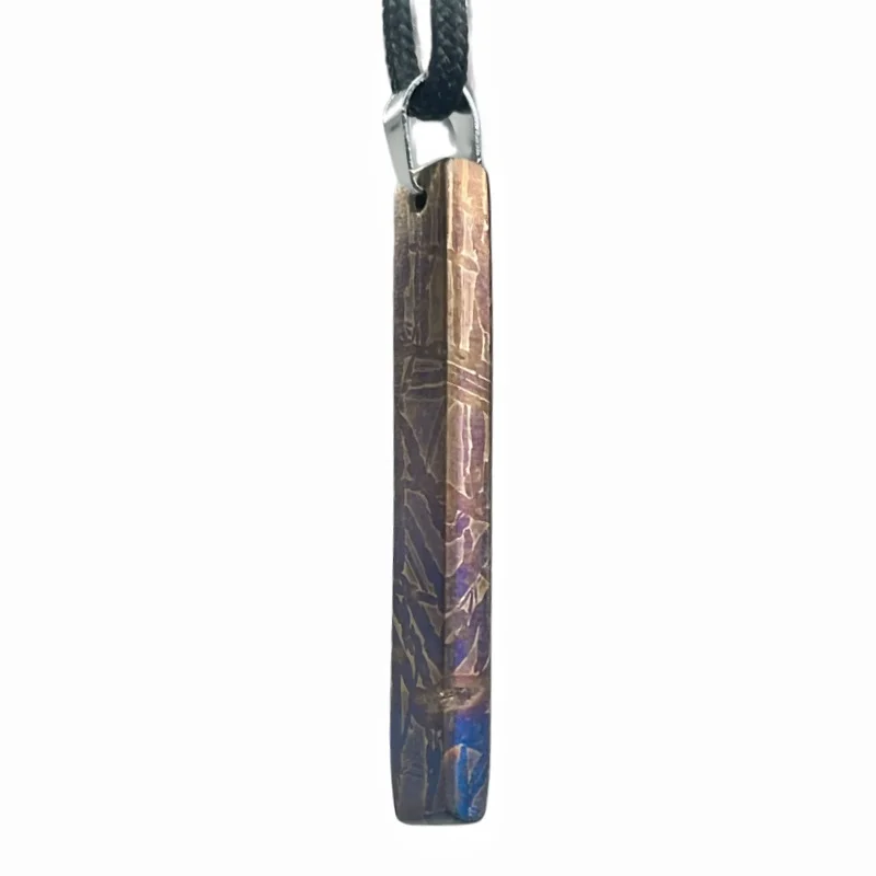 8.4gMuonionalusta Meteorite Long Bar Pendant Genuine Iron Meteorite Etched Texture Colorful Surface Cosmic Jewelry Gift -LK272