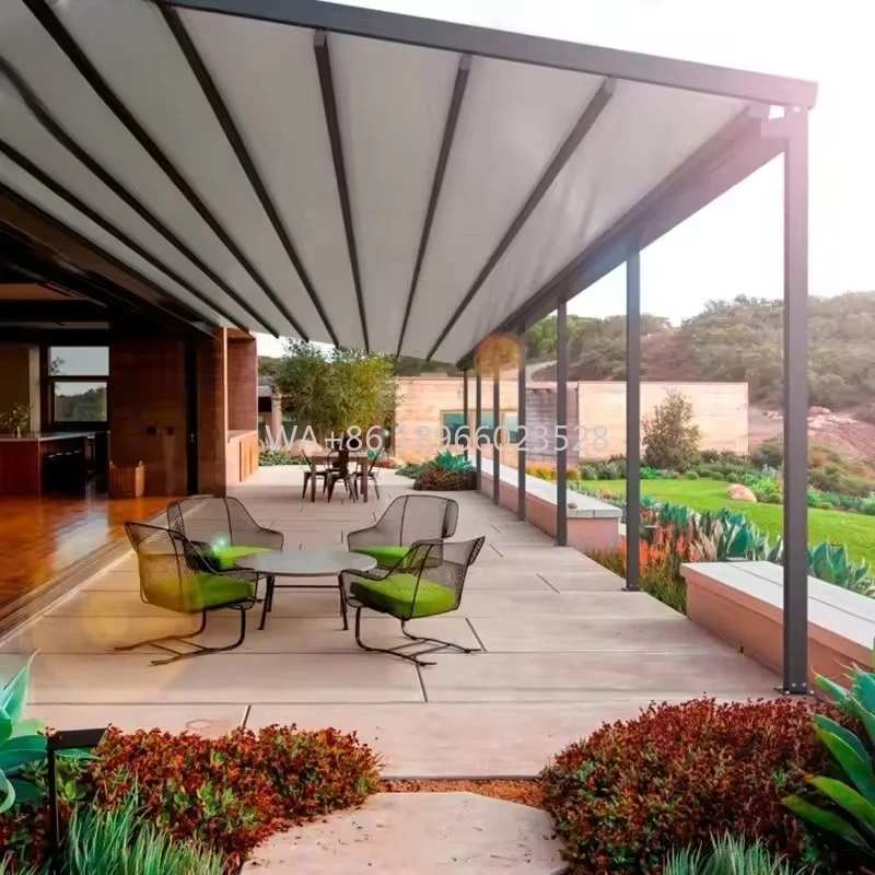 

Awning Motorized Waterproof Retractable Pergola High Quality Outdoor Wholesale Patio PVC Fabric Cover Gazebo Electric Roof