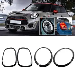 Kit de marco de párpados para faro delantero y trasero de coche, cubierta de marco de luz trasera, embellecedor de rejilla, negro brillante, para Mini Cooper F55, F56, F57, 2014 +