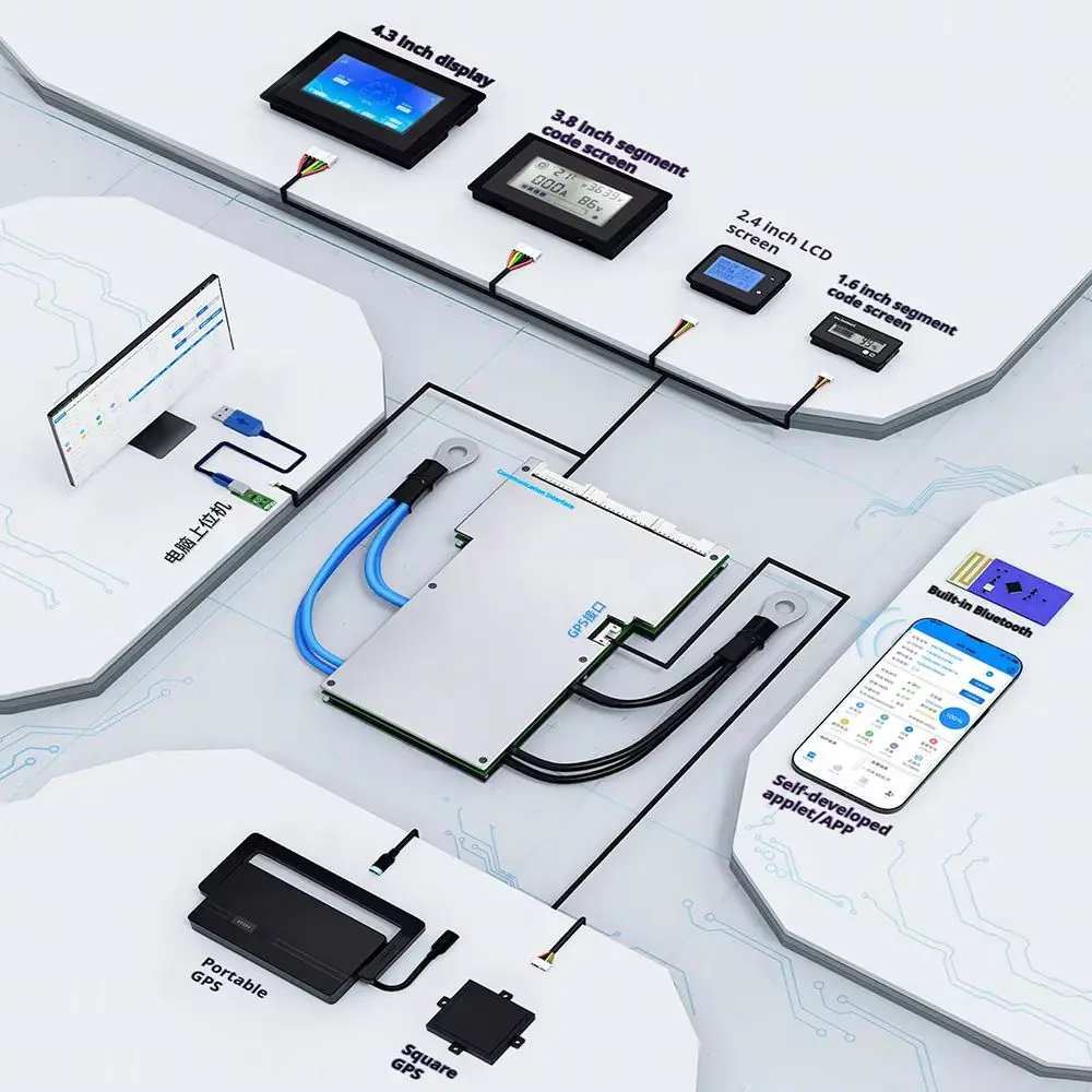 ANT الذكية BMS 8S 9S 10S 11S 12S 13S 14S 15S 16S 18S 20S Li-ion BMS Lifepo4 170A الذروة 425A 24V 36V 48V 60V المدمج في BT مع NTC
