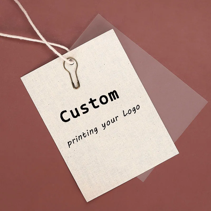 

500PCS Custom Tags Cotton Clothes Labels Clothing Fashion Business Hand make Logo Design Hang Personalized Tag Canvas Lines